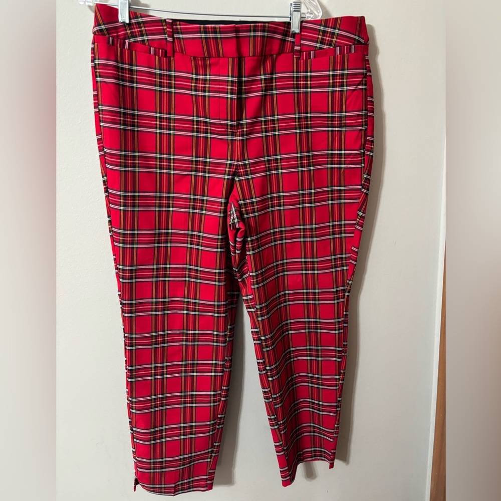 Lane Bryant red plaid ankle pants , size 18 NWT